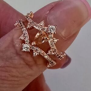 Bomb Party. Brown / Topaz / Cubic Zirconia Double Ring